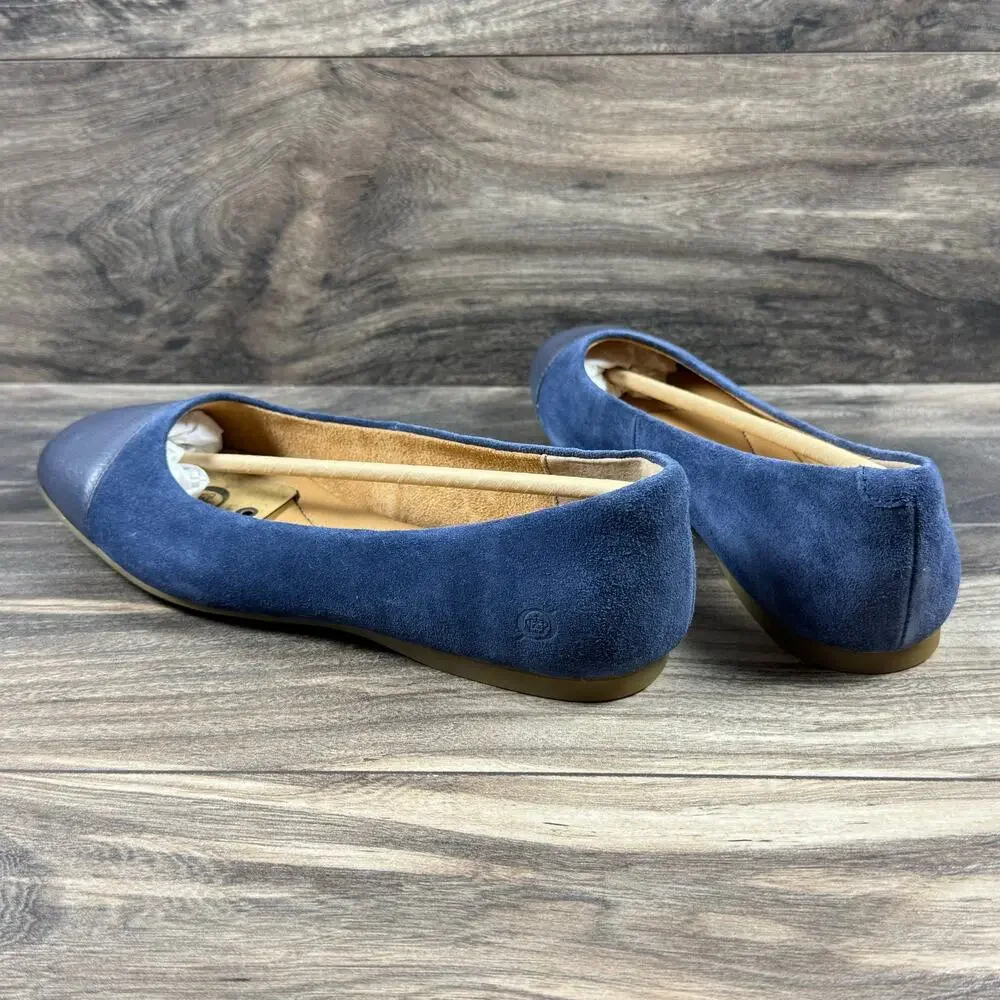 NIB Born 8M Batti Suede Mix Media Cap Toe Ballet Flats Navy - Picture 5 of 9